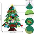 DIY Felt Christmas Tree Set,Geli 4ft Family 3D Fake Xmas Tree with 32 Pcs Ornaments 20 LED Lights Detachable Christmas Ornaments for Home Door Wall Hanging Christmas Decorations