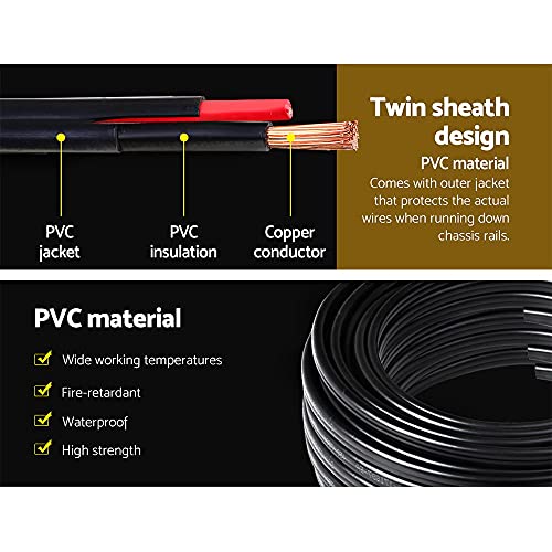 6B&S Twin Core Wire Electrical Cable Electric Extension 10M Car 450V 2 Sheath