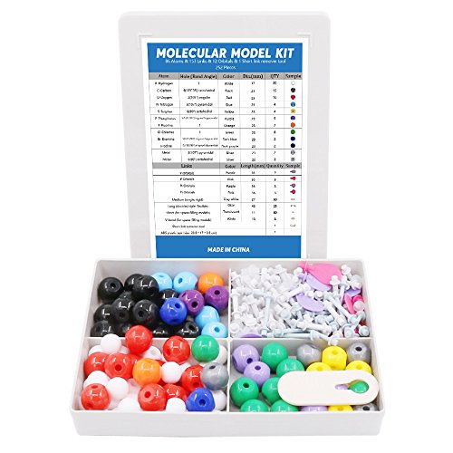 Swpeet 252 Pcs Molecular Model Kit for Inorganic & Organic Molecular Model Teacher and Student Kit - 86 Atoms & 153 Links & 12 Orbitals & 1 Short Link Remover Tool