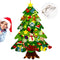 Felt Christmas Tree Set for Toddlers Kids with 3m/9.8ft Led String Light, 3.2ft/98cm Wall Hanging DIY Christmas Tree with 32 Detachable Ornaments for Xmas Home Decoration