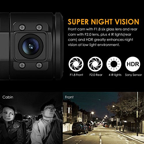 Vantrue N2 Pro Dual Dash Cam, 1440P Single Front Dash Camera, 1080P Front and Inside Car Camera with Sony Infrared Night Vision, 24 Hours Parking Mode, Motion Detection, G-Sensor Support 256GB Max