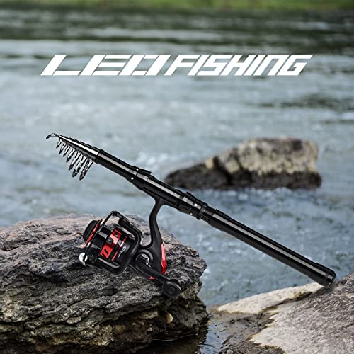 LEOFISHING Telescopic Fishing Rod and Reel Combos Set Carbon Fiber Fishing  Pole with Spinning Reel Fishing Tackle Kit and Carrier Bag for Travel  Saltwater Freshwater Boat Fishing