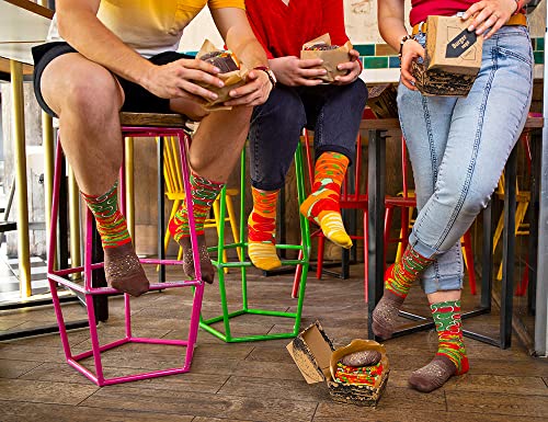 Rainbow Socks - Men Women Funny Vegan Burger Socks Box - 2 Pairs - Size S/M (AU Woman 5-9 / Man 3-7)