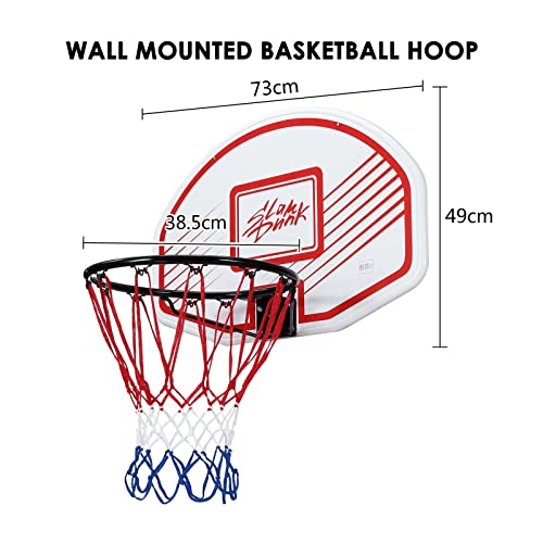 Genki Indoor Mini Basketball Hoop Wall Mounted Basketball Backboard Ring Net Set 73 x 49cm for Adults Kids Home Outdoor Office Door