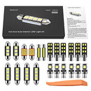 Justech 22PCs Can-bus Error Free LED SMD Bulbs Kit Set Spare Parts for Car Interior Dome Map Door Courtesy License Plate Lights Festoon C5W T10 168 194 2825 Xenon-White