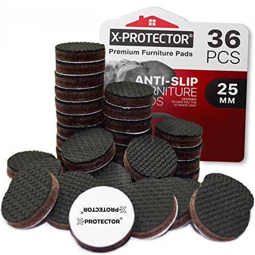 Non-Slip Furniture Grippers X-PROTECTOR 36 pcs - Premium 25 mm Furniture Pads - Best Self-Adhesive Rubber Feet for Furniture Feet - Ideal Non-Skid Furniture Floor Protectors to Keep Furniture in Place!