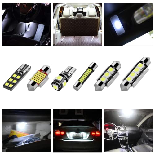 Justech 22PCs Can-bus Error Free LED SMD Bulbs Kit Set Spare Parts for Car Interior Dome Map Door Courtesy License Plate Lights Festoon C5W T10 168 194 2825 Xenon-White