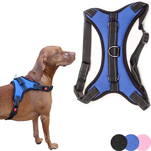 Zenify Pets Dog Harness - Chest Control Grab Adjustable Reflective for Large Dogs (Blue, Large)…