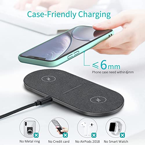 Dual Wireless Charging Pad 20W, 2 in 1 Wireless Charger with Adapter for iPhones 15/14/13/12/11 Series, Airpod3/Pro,Samsung Galaxy Z S Note Series Phones,Pixel 7,Earbuds with Wireless Charging case
