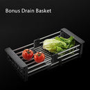 Aterru Kitchen Sink Granite Stone Laundry Sinks Single Bowl Top Under Mount Black 410x410mm