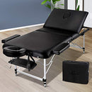 Zenses Massage Table 75cm Portable 3 Fold Aluminium Beauty Bed Black