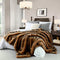 Luxury Plush Faux Fur Blanket King Size, Long Pile Brown with Black Tipped Blanket, Oversized Super Warm, Fuzzy, Elegant, Fluffy Decoration Blanket Scarf for Sofa, Armchair, Couch and Bed, 104"x90"