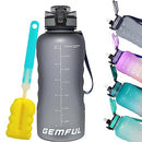 GEMFUL 2L Water Bottle with Straw Encouraging Goal Leakproof BPA Free Large Water Jug for Fitness and Gym