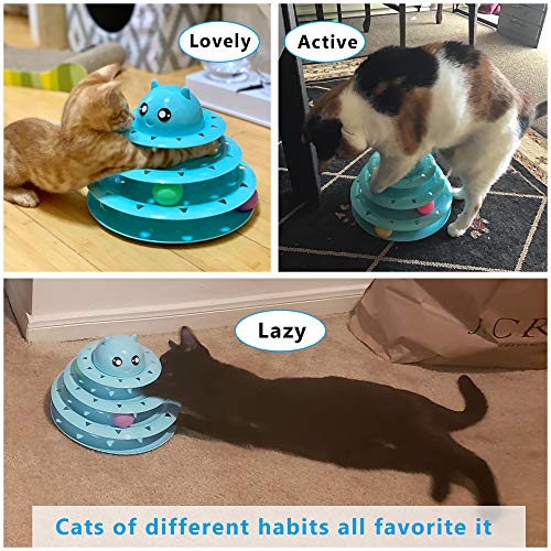 UPSKY Cat Toy Roller 3-Level Turntable Cat Toys Balls with Six Colorful Balls Interactive Kitten Fun Mental Physical Exercise Puzzle Kitten Toys.