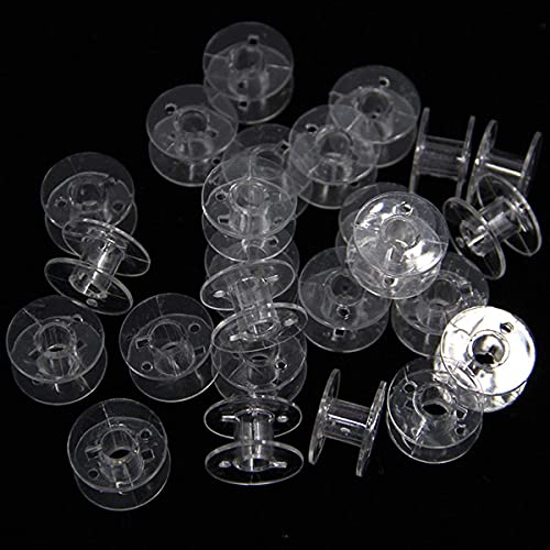 BetterJonny 50 Pcs Transparent Plastic Sewing Machine Bobbins with Bobbin Case for Brother Singer Babylock Janome Kenmore