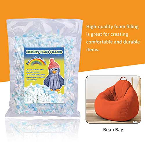 LUNARM 200g/7.05oz Memory Foam Filling, Shredded Density Foam for Bean Bag Filler Soft and Comfortable Stuffing Foam for Cafts Chairs Cushions Pillow Pet Beds