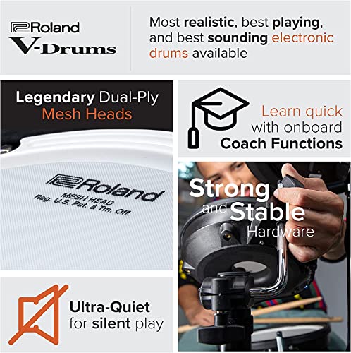 Roland TD-07DMK Electronic V-Drums Kit – Legendary Double-Ply All Mesh Head kit with superior expression and playability – Bluetooth Audio & MIDI – USB for recording audio and MIDI data