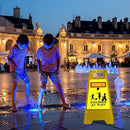 2 Pieces Reflective Kids Playing Sign for Street Slow Down Kids at Play Sign Double Sided 24 Inch Portable Handle Children at Play Warning Board Safety Signs Neighborhood School Park Sidewalk (Yellow)