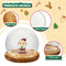 Christmas DIY Clear Glasses 5 Inch Terrarium Clear Craft Snow Globes Keepsake Display Globe with Light Wood Base for Xmas DIY Crafts Birthday Holiday Office Halloween Home Decor (1 Piece,Brown)