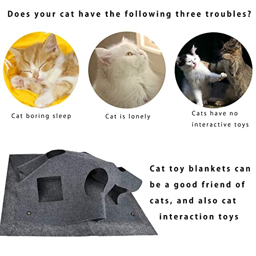 Collapsible Cat Agility Training Rug Mat Cat Activity Play Mat Scratching Thermal Bed Mat Playing Blanket Interactive Toy