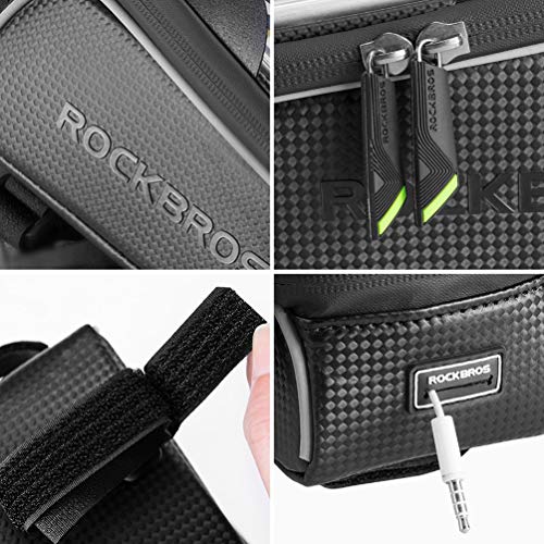 ROCKBROS Bike Phone Front Frame Bag Bicycle Bag Waterproof Bike Phone Mount Top Tube Bag Bike Phone Case Holder Accessories Cycling Pouch Compatible with iPhone 11 XS Max XR Below 6.5”