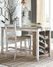 Signature Design by Ashley Skempton Farmhouse 36" Counter Height Dining Table with Storage & Wine Rack, Whitewash