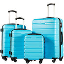 Coolife Luggage 3 Piece Set Suitcase Spinner Hardshell Lightweight TSA Lock, family set-sky blue, 20 inch,24 inch,28 inch