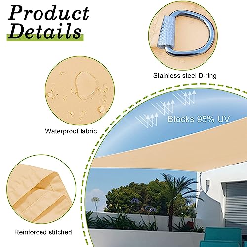 LOVE STORY Waterproof 10'×13' Rectangle Sand Sun Shade Sail Canopy UV Resistant for Outdoor Patio Garden Backyard