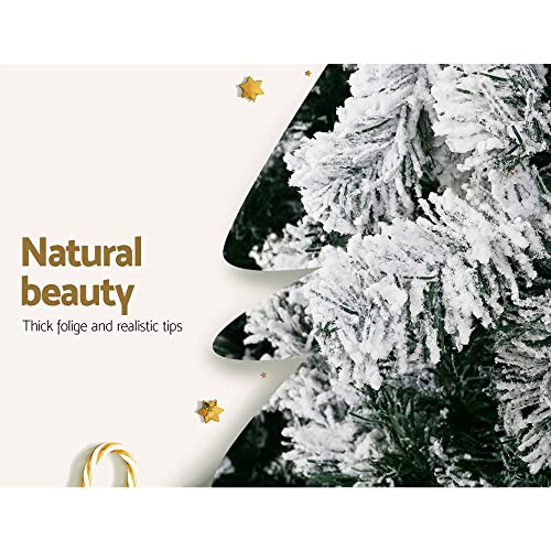 Jingle Jollys Christmas Tree 2.1m Snowy Xmas Trees, Decorations Holiday Party Gift Home Garden Store Decor, 7ft 859 Tips Flocked Snow Foliage Easy Assembly Indoor Outdoor