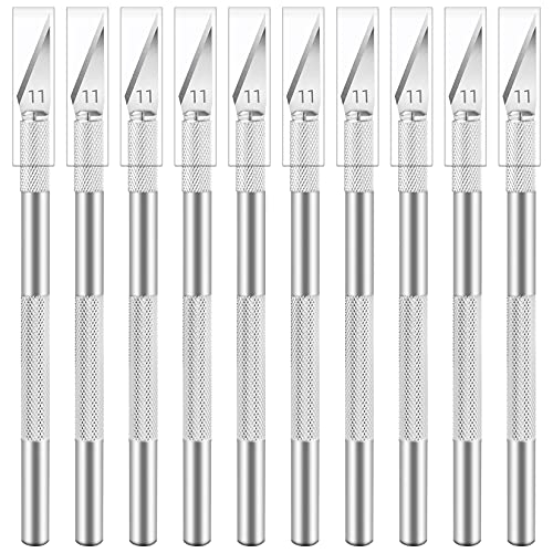 10-Pack Exacto Knife Precision Cutter Utility and Hobby Knife Metal Art Pen Knife & Craft Knife Set with Safety Cap for DIY Art Cutting Carving Scrapbooking Jetmore