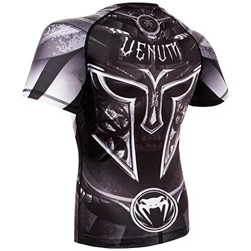 (X-Large, Black/White) - Venum Men's Gladiator 3.0 Short Sleeves Rashguard