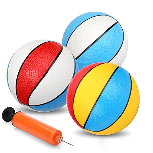 6" Mini Rubber Basketball for Toddler Baby Kid, Small Basketball for Indoor Basketball Hoop, Replacement Basketball with Pump for Pool Beach Indoor Outdoor
