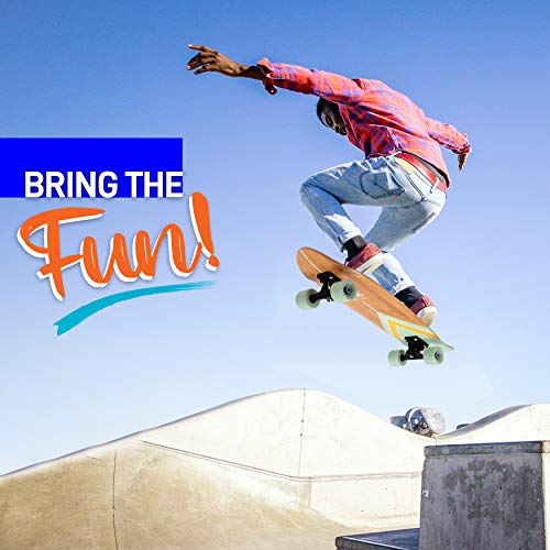 SereneLife Complete Standard Skateboard Mini Cruiser - 6 Ply Canadian & Bamboo Maple Deck Complete Double Kick Skate Board W/ 5" Aluminum Trucks - for Kids, Teens, Adults - SL5SBGR (Aqua)