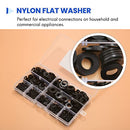 RESFNSE 600Pcs Black Nylon Rubber Flat Washer Assortment Kit for M2 M2.5 M3 M5 M6 M8 M10 M12 Plain Repair Washer Furniture Gasket Kit