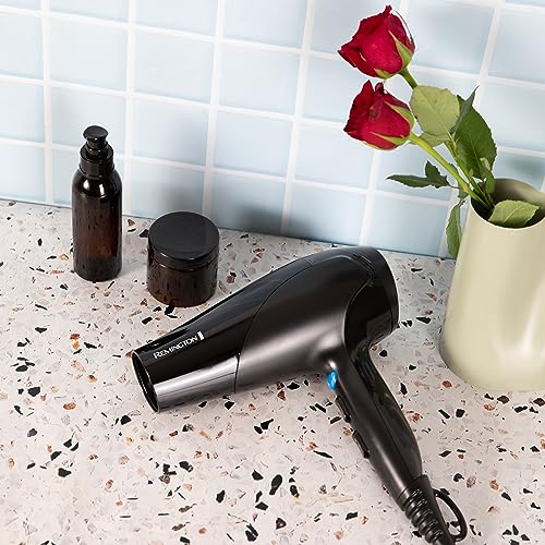 Remington Aero 2000 Hair Dryer D3190AU, Personalises Heat to Your Hair, 2000W, Fast Drying and Styling, Black