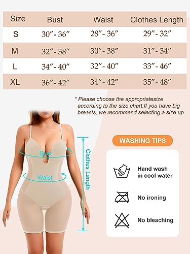DECORUS Women's Low Back Full Deep Plunge Strapless Bodysuit Mid Thigh  Backless Shapewear Tummy Control Shaping Body Shaper