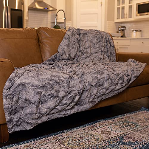 (Extra Large 150cm x 200cm , Gray) - Graced Soft Luxuries Oversized Softest Warm Elegant Cosy Faux Fur Home Throw Blanket 150cm x 200cm by, Grey Tie Dye