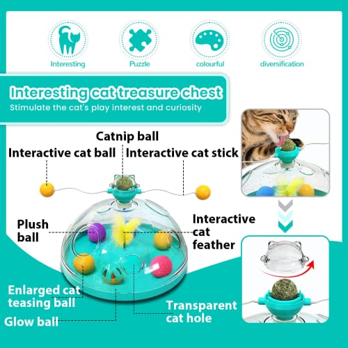 Anturnpet Interactive Cat Toy for Indoor Cats, Catnip Balls Roller Tracks Exercise Balls Teaser, Kitten Feeder Stimulation Toys Gifts for Pets （Blue）