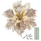 TOYANDONA 12Pcs Christmas Glitter Poinsettia Flowers, Christmas Tree Flower Decorations Artificial Flowers with Stems and Clips for Wedding Party Wreath (Champagne)