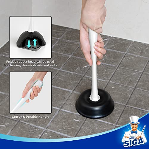 MR.SIGA Toilet Plunger and Bowl Brush Combo for Bathroom Cleaning, White, 1 Set