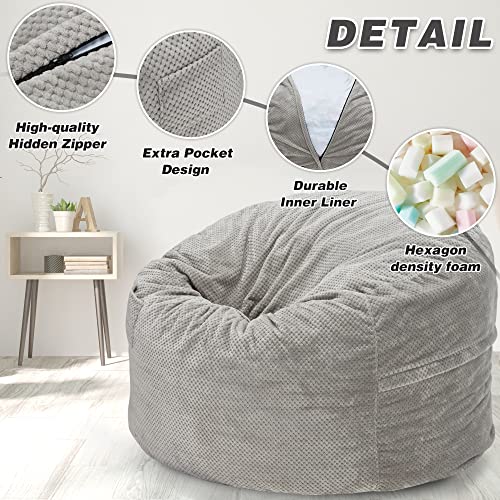 Homguava Chenille Bean Bag Chair, Variable Shape from Bean Bag to Matress, Convertible Beanbag Chair for Home, Living Room(Full, Grey)