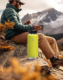 Berusd 1L Insulated Water Bottle, Leak Proof Straw Lid, Stainless Steel Vacuum Insulated Water Bottle, Wide Mouth Bottle with Flex Cap, Double Walled Travel Cup Thermo Bottle Mug Drink Flasks, Lemon