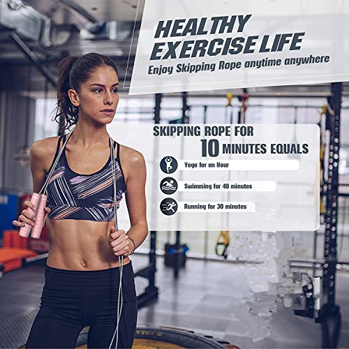 Redify Weighted Jump Rope for Workout Fitness(1LB), Tangle-Free Ball  Bearing Rapid Speed Skipping Rope for MMA Boxing Weight-loss,Aluminum  Handle