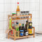 Multipurpose Spice Rack Organiser, Two Tier Kitchen Storage Wooden Spice Rack, Suitable for Countertops, Cabinets, Cosmetic Display Racks, Bathroom Partition Organizer Storage Racks.