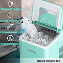 Costway Countertop Ice Maker, Bullet Ice Cubes Ready in 8 Mins, 12KG/24 H, Portable Ice Maker Machine with Self-Cleaning Function, Scoop and Removable Basket for Home, Office, Party and Bar (Green)