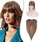 Hairro Human Hair Toppers For Women Silk Base Clip In Remy Topper Hairpiece With Bangs Clip On Toupee Wispy Air Bang Middle Part With Thinning Hair Loss 12 Inch 38g #4P27 Medium Brown Mix Dark Blonde