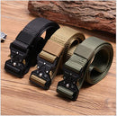 Men's Tactical Belt Metal Buckle, 49 * 1.5 inch Heavy Duty Nylon Belt Military Style Sports Webbing Belt With Quick Release Buckle, Black