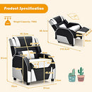 Kids Recliner Chair, Adjustable Recliner Sofa w/Footrest, Headrest & Lumbar Support, w/ Padded Seat, Ergonomic PU Leather Children Armchair for Living & Gaming Room, Racing Style Kids Lounge Couch for Boys & Girls Gift, White & Black