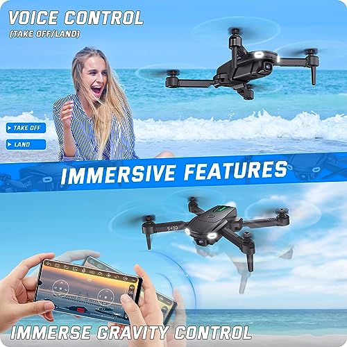 SOTAONE S400 Drone with Camera for Adults Kids, 1080P HD Foldable Mini Drones for Boys Girls, Remote Control Helicopter Toys Gifts with Auto-hovering, One Key Start, Self-spin, 3 Speeds, 2 Batteries