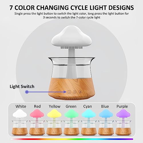 Rain Cloud Diffuser Essential Oil Diffuser Micro Humidifier with 7 Colors Led Lights Has A Timer Design Relaxing Mood Water Drop Sound for Bedroom & Large Room for Living Room Office (Wood Color)